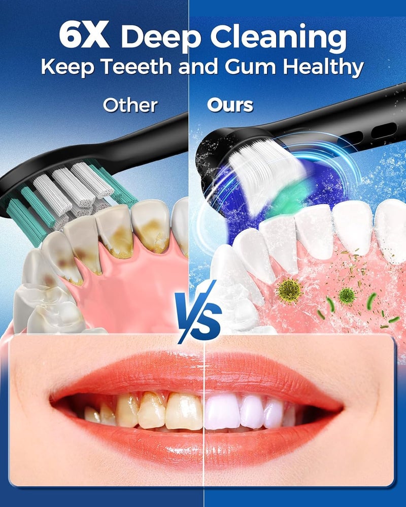 TEETHEORY Rotating Electric Toothbrush for Adults with 8 Brush Heads (2 Types), 4 Modes Deep Clean Electric Toothbrush with Rechargeable Power and 2 Min Smart Timer (1- Black, p1) - Image 5